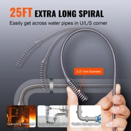 SucceBuy 12V Electric Drain Auger 25FT Cordless Plumbing Snake Auto Feed Pipeline Drain Clog Remover w/ Power Drill for Homeuse