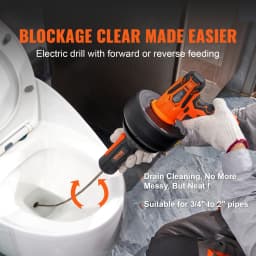 SucceBuy 12V Electric Drain Auger 25FT Cordless Plumbing Snake Auto Feed Pipeline Drain Clog Remover w/ Power Drill for Homeuse