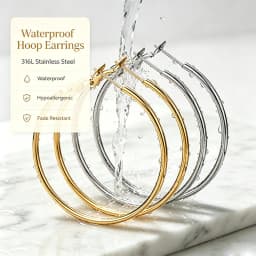 6 Pairs 316L Stainless Steel Hoop Earrings Set 30/40/50mm Gold Silver Lever Back Hoops Waterproof Hypoallergenic Fade Resistant Women Daily Jewelry