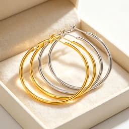 6 Pairs 316L Stainless Steel Hoop Earrings Set 30/40/50mm Gold Silver Lever Back Hoops Waterproof Hypoallergenic Fade Resistant Women Daily Jewelry