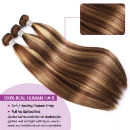 20 22 24Inch P4/27 Straight Bundle Human Hair 12A Highlight Straight Bundles 100% Human Hair Honey Blonde Bundles Top Quality