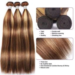 20 22 24Inch P4/27 Straight Bundle Human Hair 12A Highlight Straight Bundles 100% Human Hair Honey Blonde Bundles Top Quality