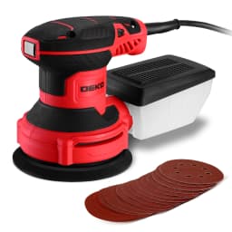 DEKO 14000RPM 16 Pieces Sandpaper 125 mm 300W Orbital Sander Sanding Pad Dust Collector for household Wood and Steel Surf