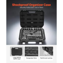 SucceBuy Socket Set 86 Pieces 3/8 1/4 1/2in Drive Socket and Ratchet Set SAE Metric Mechanic Tool Kit with Ratchet Wrench