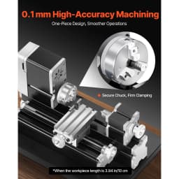 SucceBuy 2.76x5.12 in Mini Metal Lathe Machine 36W 20,000 RPM Speed + 3-jaw Chuck Aluminum Alloy for Processing Precision Parts