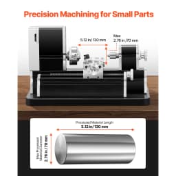 SucceBuy 2.76x5.12 in Mini Metal Lathe Machine 36W 20,000 RPM Speed + 3-jaw Chuck Aluminum Alloy for Processing Precision Parts