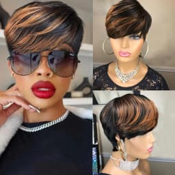 Short Pixie Cut Wig for Women Pixie synthetic Wig for Glueless Full Machine Made Wigs Easy to Wear Throw On and Go Wigs