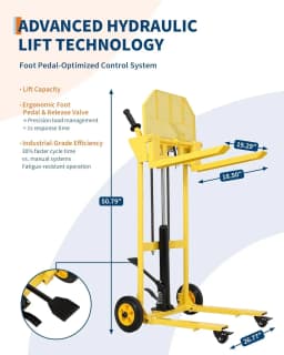 440Lbs Hydraulic Material Lift 36" Max Lift Pallet Stacker Forklift Portable With Steel Platform For Warehouse Workshop
