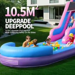 26FT Iatable Water Slide for Kids, PVC Commercial Grade Water Slide with Splash Pool, 4-in-1 Water Slide with Climbing & Basketb