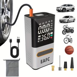 EAFC 150PSI Digital Display Air Pump, Large-screen Wireless Air Pump, Digital Pressure Gauge, with LED Light for Car, Motorcycle