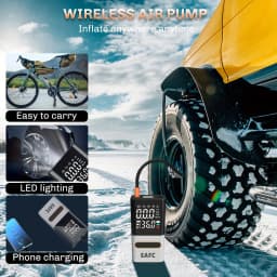 EAFC 150PSI Digital Display Air Pump, Large-screen Wireless Air Pump, Digital Pressure Gauge, with LED Light for Car, Motorcycle