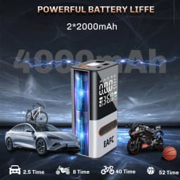 EAFC 150PSI Digital Display Air Pump, Large-screen Wireless Air Pump, Digital Pressure Gauge, with LED Light for Car, Motorcycle