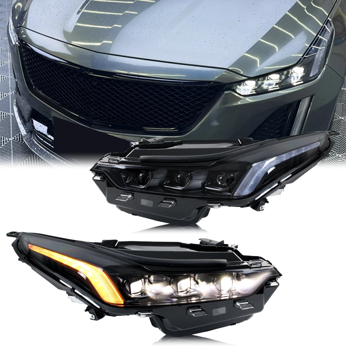 LED Blackout Headlights for Cadillac CT5 CT5-V 2020-2027 DRL Projector Sequential Turn Signal Front Lamps Assembly