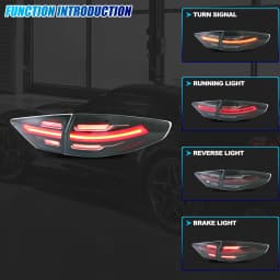 LED Tail Lights for Ford Fusion 2013-2016 S SE Titanium Sequential Turn Signal Start-up Animation Black Rear Lamps Assembly
