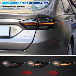 LED Tail Lights for Ford Fusion 2013-2016 S SE Titanium Sequential Turn Signal Start-up Animation Black Rear Lamps Assembly