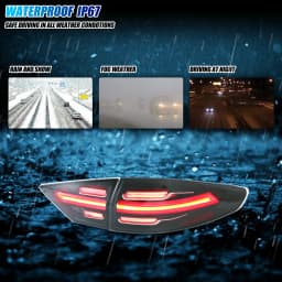 LED Tail Lights for Ford Fusion 2013-2016 S SE Titanium Sequential Turn Signal Start-up Animation Black Rear Lamps Assembly