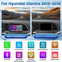 Android 15 Auto 9" Touch Screen for Hyundai Elantra 2016-2018 for Carplay Radio Dash Kit WiFi Multimedia Player Intelligent