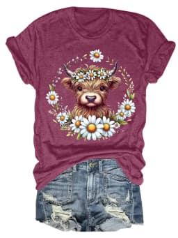 women's plus size tank top Cow With Daisy Wreath Suitable for sports and daily wear summer beach vacation tops womens clothes