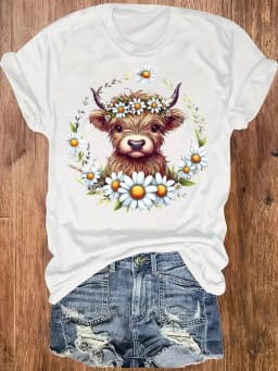 women's plus size tank top Cow With Daisy Wreath Suitable for sports and daily wear summer beach vacation tops womens clothes