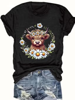 women's plus size tank top Cow With Daisy Wreath Suitable for sports and daily wear summer beach vacation tops womens clothes