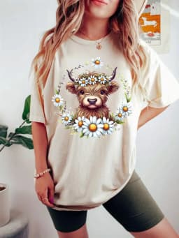 women's plus size tank top Cow With Daisy Wreath Suitable for sports and daily wear summer beach vacation tops womens clothes