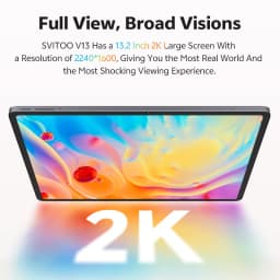 SVITOO Tablet 2026 Android 16 13 Inch 2240 x 1600 2K 90Hz Display Large Screen Unisoc T7300 Octa-Core Processor 8GB RAM Physical Memory 128GB ROM 1TB Expandable 11000mAh Battery 2.4GHz 5GHz WiFi 5 Bluetooth 5.0 GPS Widevine L1 20W Fast Charging With Case