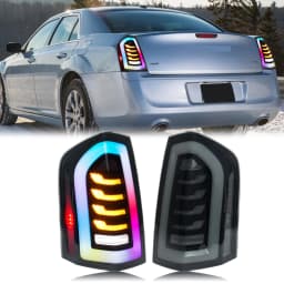 LED RGB Tail Lights for Chrysler 300 300C 300S 2011-2014 Sequential Turn Signal APP Control Rear Lamps Assembly [Not Fit 2015]