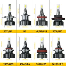 AUXITO 2Pcs Y13 Turbo H11 H8 H9 LED Headlight Bulbs Canbus 80W 9005 HB3 9012 9006 H4 H7 LED Headlamp High Low Beam 6500K White