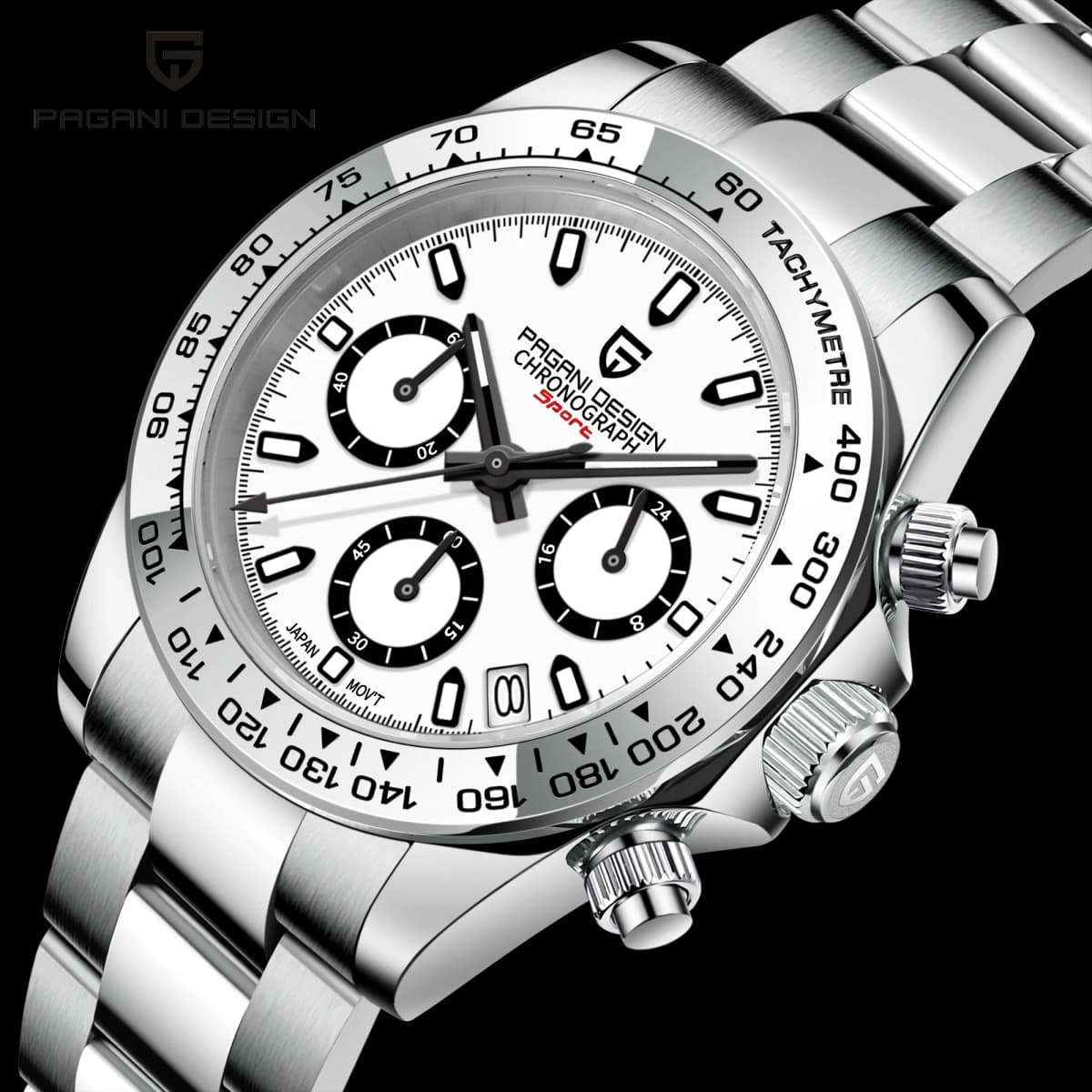 PAGANI DESIGN Chronograph Watch for Men 40mm Stainless Steel Quartz Wristwatch Sapphire Crystal Analog VK63 PD1727 Men's Gift