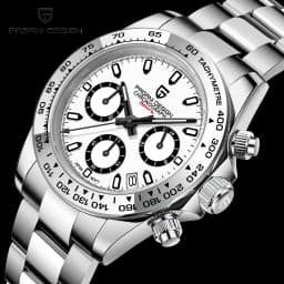 PAGANI DESIGN Chronograph Watch for Men 40mm Stainless Steel Quartz Wristwatch Sapphire Crystal Analog VK63 PD1727 Men's Gift
