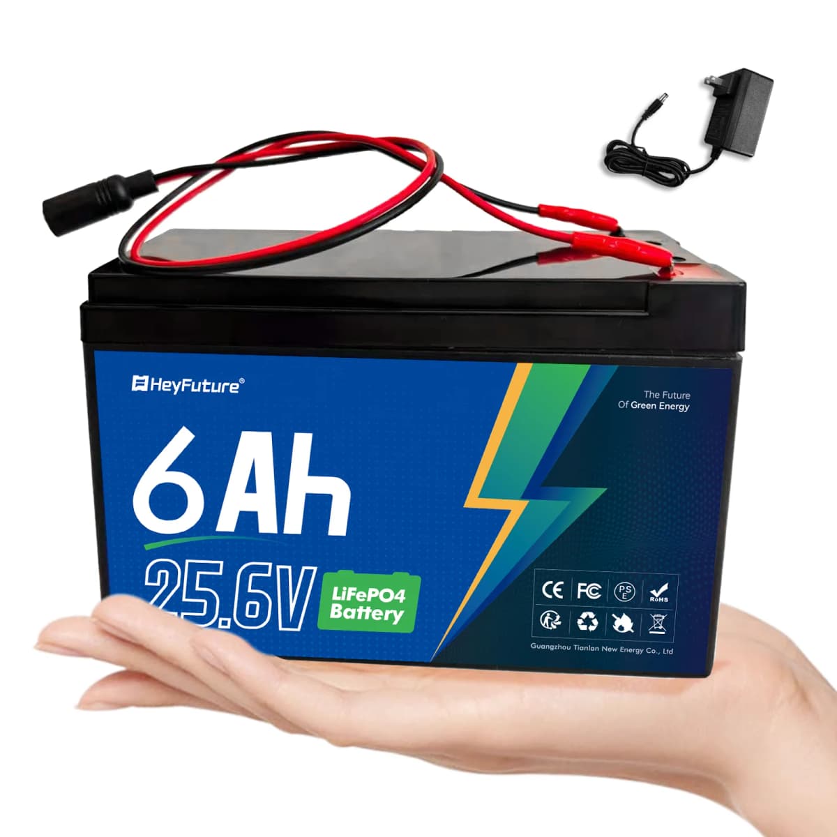 HeyFuture 24V 6Ah LiFePO4 Battery Pack with 29.4V 1A Charger, Built-in 20A BMS, Rechargeable Deep Cycle Lithium Battery