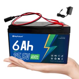 HeyFuture 24V 6Ah LiFePO4 Battery Pack with 29.4V 1A Charger, Built-in 20A BMS, Rechargeable Deep Cycle Lithium Battery