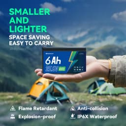 HeyFuture 24V 6Ah LiFePO4 Battery Pack with 29.4V 1A Charger, Built-in 20A BMS, Rechargeable Deep Cycle Lithium Battery