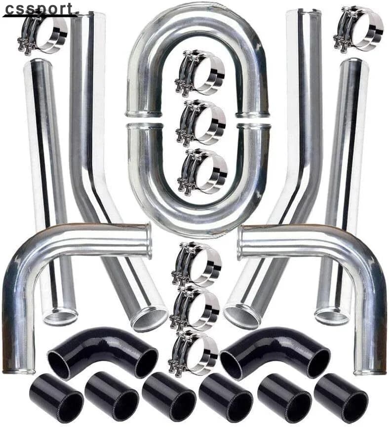 2.5" Inch Turbo Intercooler Piping Aluminum w/U Pipe Silicone Coupler Clamp Kit