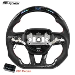 Real Carbon Fiber Smart Colored LED Steering Wheel for Dodge Charger Challenger Durango Srt Hellcat 2015-2026 (Heated)