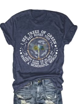 Plus Size Women's Short Sleeve T-Shirt I See Trees Of Green   Red Roses Too   Then Bloom For Me And You   And I Think To Myself