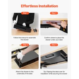 SucceBuy 13in/22in Under Desk Drawer Slide Out Desktop Storage Box Mounted Pullout Undertable Drawer Organizer for Office Home