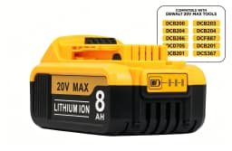 20V MAX 8Ah Battery Pack Compatible with DeWalt DCB200 DCB204 DCB205 DCB206, Lithium Ion Replacement Battery for Cordless Power Tools, 4-Pack