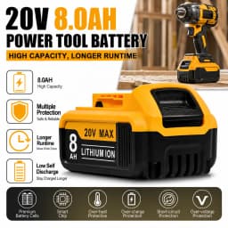 20V MAX 8Ah Battery Pack Compatible with DeWalt DCB200 DCB204 DCB205 DCB206, Lithium Ion Replacement Battery for Cordless Power Tools, 4-Pack