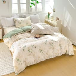 Tea Art Plant Print Three-Piece Duvet Cover Set (1 Duvet Cover + 2 Pillowcases) Ultra-Soft Breathable Fabric Skin-Friendly Comfortable Breathable Machine Washable Suitable for All Seasons Mother's Day Gift Fresh Pastoral Style