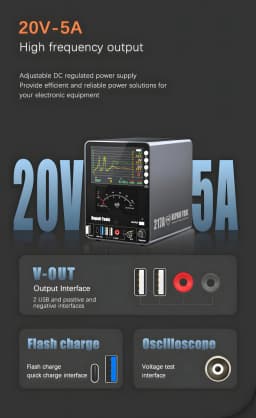 TBK217A DC Power Supply 150W Adjustable Bench Power Supply 20V 5A, Variable DC Power Supply with Real-Time Curve Display, Progra