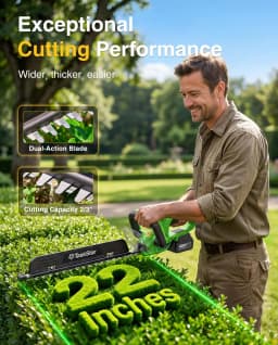 TaskStar Cordless Hedge Trimmer 22-inch Rotatable Handle All-Around Trimming Shrub Electric Bush Trimmer with 2 4.0Ah Batteries
