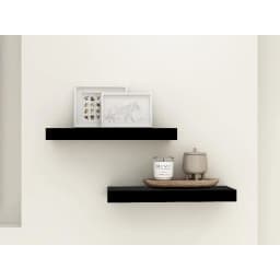 Black 16.5" Wood Floating Shelves, Set of 2