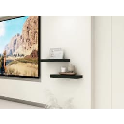 Black 16.5" Wood Floating Shelves, Set of 2