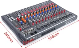 12 Channel Audio Mixer, DJ Bluetooth Mixing Console Sound Board USB Professional Mixer 48V Power XLR Microphone Jack