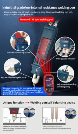GLITTER 801D 14500W Capacitor Spot Welder:2500A High Power Pulse Battery Welding Machine for 18650 Lithium Battery Pack DIY Assembly & Repair, Professional Energy Storage Welder with Handheld Pen