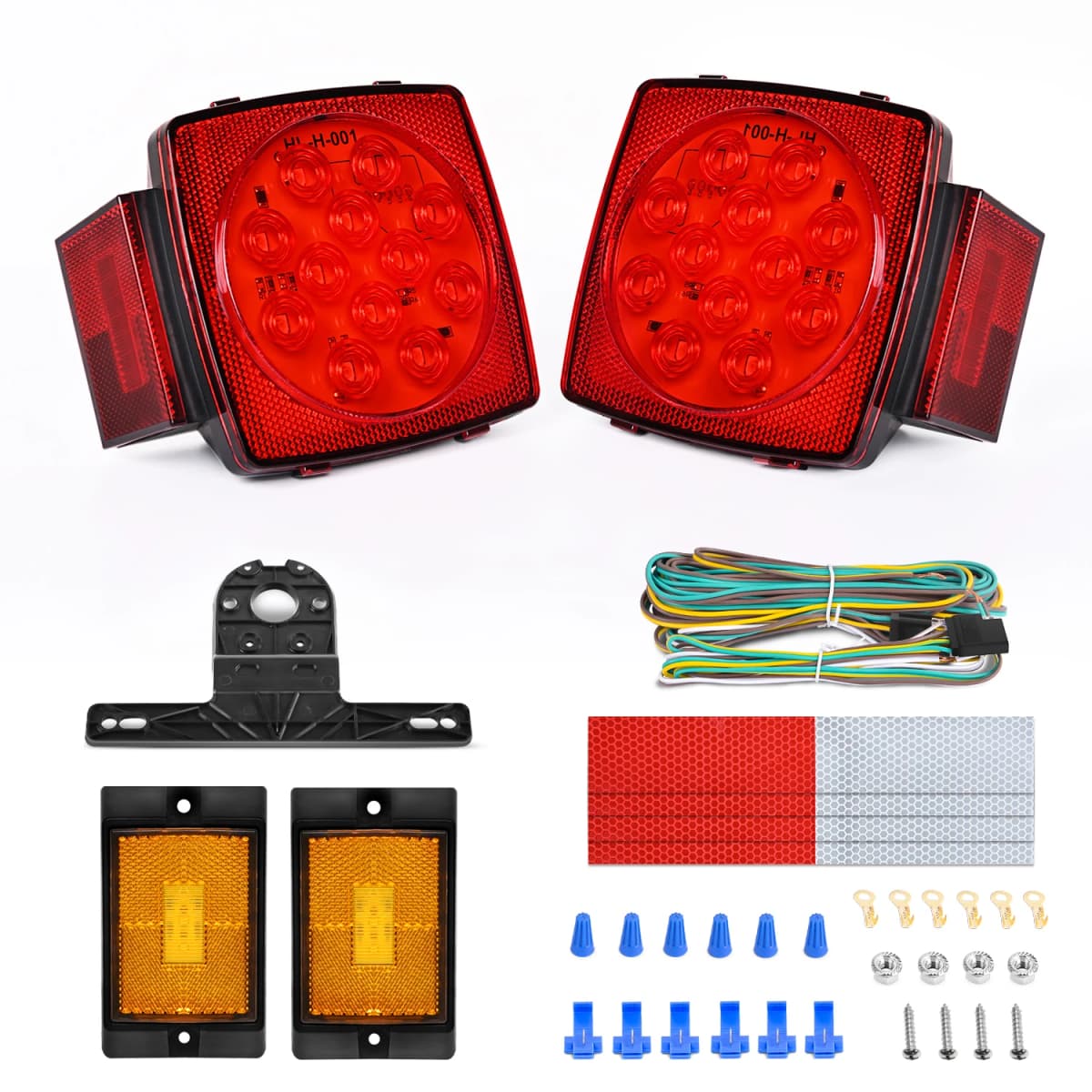 Nilight 2PCS Square LED Trailer Light Kit Low Profile Submersible IP68 Stop Turn Tail Side Marker License Lamps for 12V Utility Boat Camper RV Trucks Marine Snowmobile