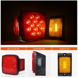 Nilight 2PCS Square LED Trailer Light Kit Low Profile Submersible IP68 Stop Turn Tail Side Marker License Lamps for 12V Utility Boat Camper RV Trucks Marine Snowmobile