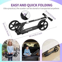 Urban Ride Kick Scooter for Kids Teens & Adults Ages 3-12 Years, Foldable Lightweight Design, Large 2 Wheels, Adjustable Handlebar, Non-Slip Deck & Sturdy Aluminum Frame