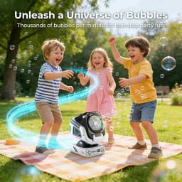 BELEMAR Upgraded Bubble Machine with Remote Control, Automatic Rotation & RGB Lights, 1800mAh Rechargeable Battery, Type-C Charge, Bubble Maker for Kids, Weddings, Birthday Parties, Outdoor Activities